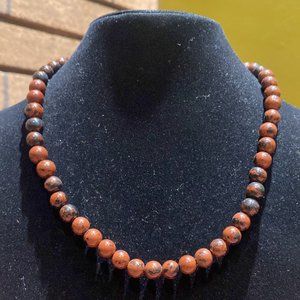 8MM Mahogany Obsidian Bead Stretchy Cord Necklace/Bracelet/Anklet